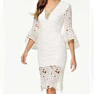 Bardot | Dresses | Bardot White Lace Dress With Lovely Bell Sleeve | size 6,